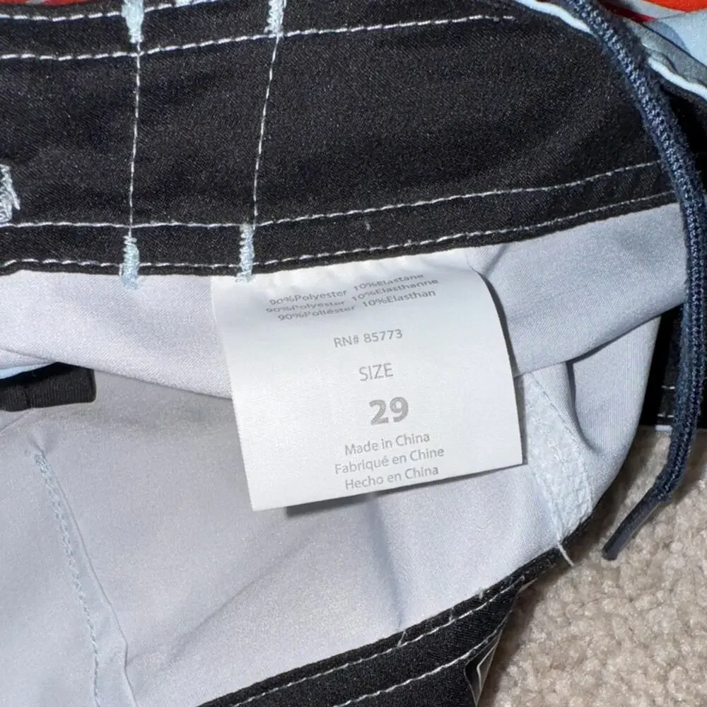 O'Neill Blue and Orange Striped Swim Board Shorts Mens 29